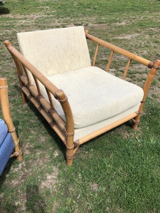 RARE Large 3 PieceVintage Ficks Reed Mid Century Rattan Bamboo Patio Set R 11