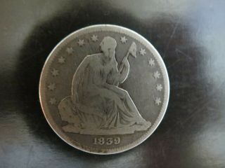 1839 Seated Liberty Half Dollar.  50c Silver Coin Early Us Coinage