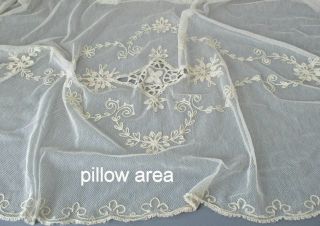 Vintage French TAMBOUR LACE Bed Cover 95 