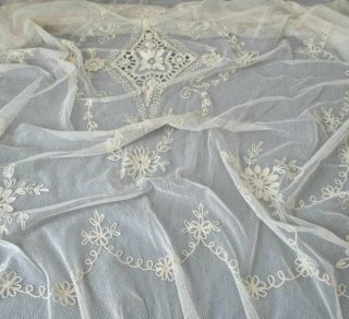 Vintage French TAMBOUR LACE Bed Cover 95 