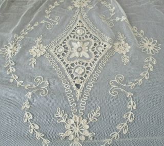 Vintage French TAMBOUR LACE Bed Cover 95 