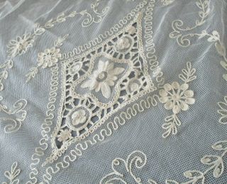 Vintage French TAMBOUR LACE Bed Cover 95 