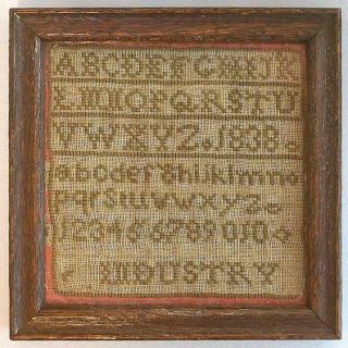 Tiny Framed Antique Alphabet Sampler English Dated 1838