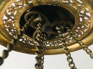 Early 20thC,  Islamic,  Middle Eastern,  pierced hanging brass Mosque lantern,  90cm 6