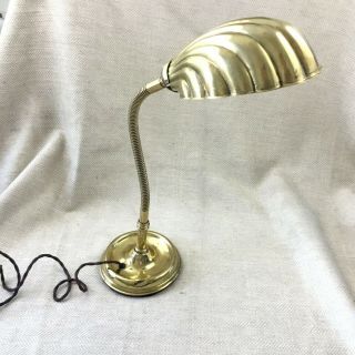 Antique Brass Table Lamp Articulated Scallop Shell Desk Lamp C.  1920s Art Deco