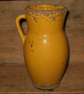 Sunflower Yellow Pottery PITCHER/Vase Black CROW Primitive/French Country Decor 2