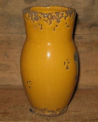 Sunflower Yellow Pottery PITCHER/Vase Black CROW Primitive/French Country Decor 4