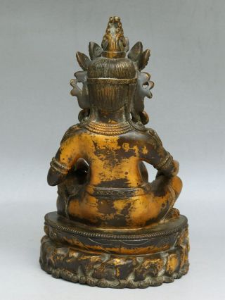 Chinese Exquisite Handmade Tibetan Buddha copper Gilt statue 3