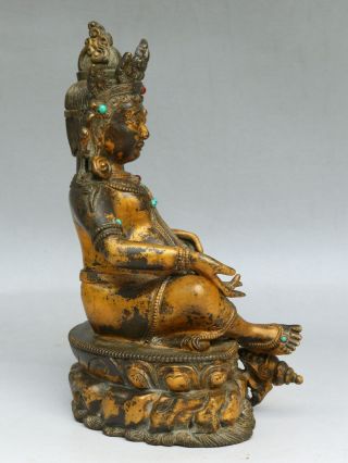 Chinese Exquisite Handmade Tibetan Buddha copper Gilt statue 4