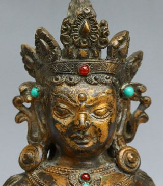 Chinese Exquisite Handmade Tibetan Buddha copper Gilt statue 5