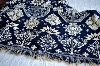 Antique 19th c Jacquard Coverlet Dated 1845 with Rare Deer & Hunters Border 5