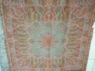 Antique French Paisley Kashmir Square Piano Shawl Wool Size 56 