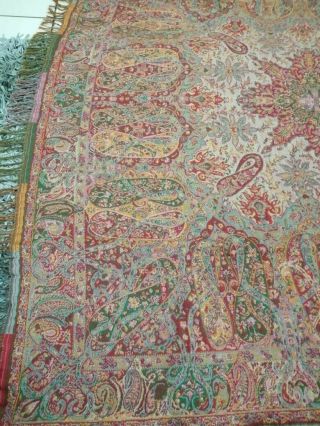 Antique French Paisley Kashmir Square Piano Shawl Wool Size 56 