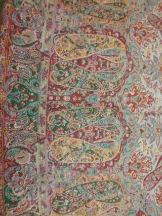 Antique French Paisley Kashmir Square Piano Shawl Wool Size 56 