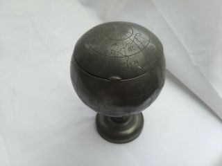 Antique Chinese Pewter Lonkee Swatow Globe Tea Caddy.  (rare)