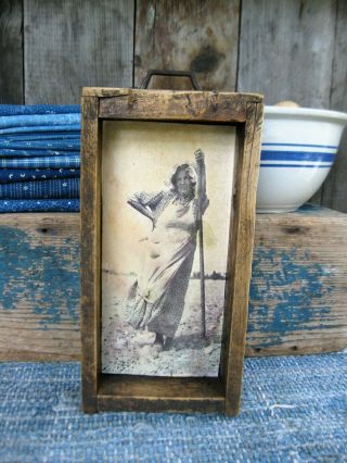 Early Antique Wood Drawer With Old Photo Print