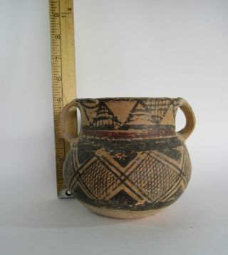 Chinese Neolithic Pottery 2 handle Jar China Dynastic Painted Geometric pottery 11