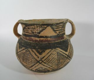 Chinese Neolithic Pottery 2 handle Jar China Dynastic Painted Geometric pottery 4