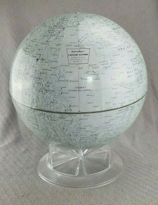 Vtg Replogle 12” Diameter Lunar Globe & Stand Shows Early Moon Landings Nasa