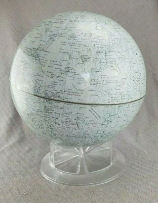 Vtg Replogle 12” Diameter Lunar Globe & Stand Shows Early Moon Landings NASA 2