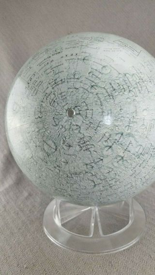 Vtg Replogle 12” Diameter Lunar Globe & Stand Shows Early Moon Landings NASA 4