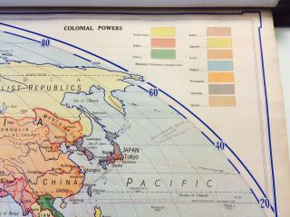 Vintage Large Pull Down World Map Colonial Powers Steamship Routes 1937 Denoyer 2