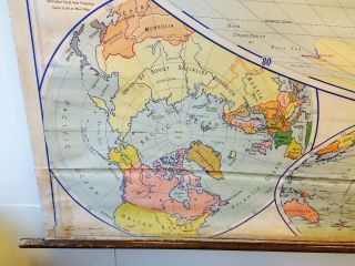 Vintage Large Pull Down World Map Colonial Powers Steamship Routes 1937 Denoyer 5