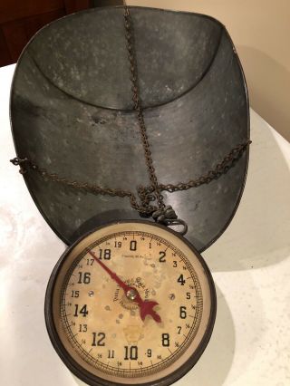 Rare Antique Philla General Store Hanging Scale - 20 Pound Capacity