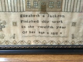 Early 19th Century Prayer Sampler Signed By Elizabeth Jackson 1818 Adam & Eve 4