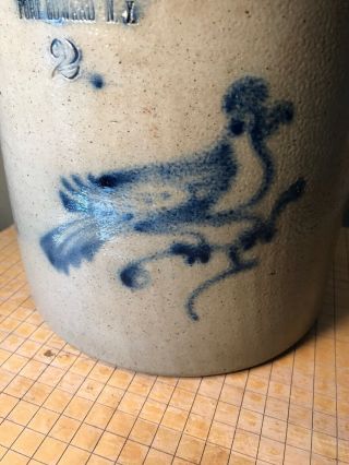 YORK STONEWARE CO FORT EDWARD NY COBALT DECORATED BIRD CROCK 2