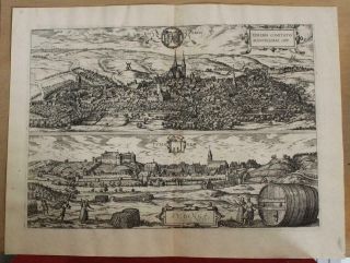 Eisleben TÜbingen Germany 1582 Braun & Hogenberg Unusual Antique Engraved View