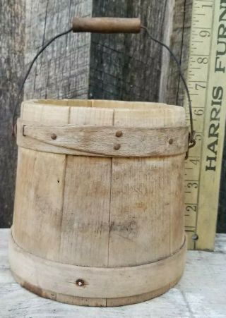 Antique Primitive Americana Small Sugar Bucket/firkin