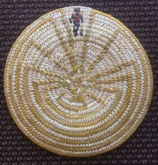 NATIVE AMERICAN INDIAN PIMA PAPAGO PICTORIAL BASKET TRAY w/ FIGURE MYSTIC SYMBOL 5