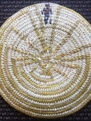 NATIVE AMERICAN INDIAN PIMA PAPAGO PICTORIAL BASKET TRAY w/ FIGURE MYSTIC SYMBOL 6
