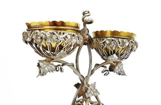 Fine ELKINGTON & CO SILVER PLATED NATURALISTIC DOUBLE SALT CELLAR c1862 7