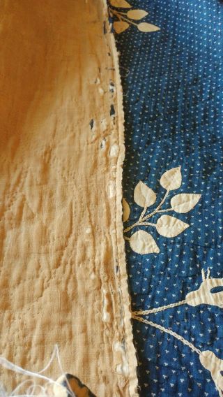 ANTIQUE EARLY 1800 BLUE FLORAL WHITE APPLIQUE QUILT NC MUSEUM CLARK ANDOVER NY 10