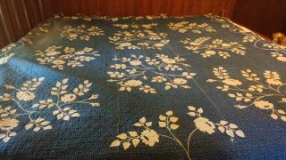 Antique Early 1800 Blue Floral White Applique Quilt Nc Museum Clark Andover Ny