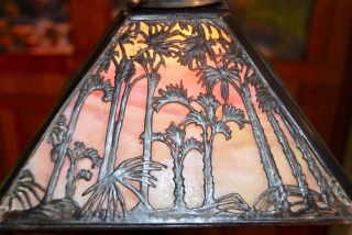Handel Palm landscape hanger 1 of 3 available,  lamp,  mission,  arts and crafts 12