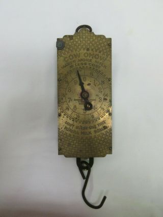 Vintage Hanging Brass 10 Lb.  Purina Cow Chow Milk Scale