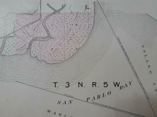 1898 SONOMA COUNTY PETALUMA,  CALIFORNIA RANCH LAND GRANT SURVEY MAP 4