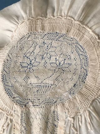 Rare - Antique Hollie Point needle lace baby bonnet COLLECTOR 3