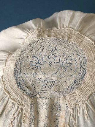 Rare - Antique Hollie Point needle lace baby bonnet COLLECTOR 6