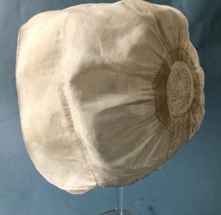 Rare - Antique Hollie Point needle lace baby bonnet COLLECTOR 7