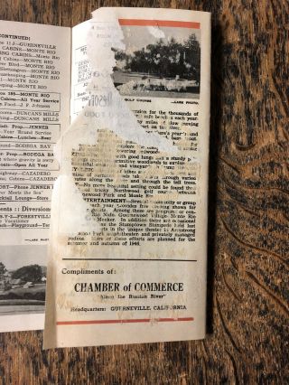 ORIG.  1946 MAP & BROCHURE TO RUSSIAN RIVER PLAY GROUNDS SONOMA COUNTY CALIFORNIA 10