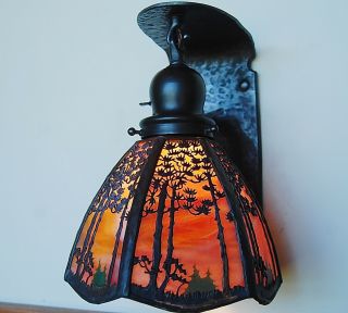 Handel Pine tree sconce 1 of 8 available lamp,  mission arts and crafts 4