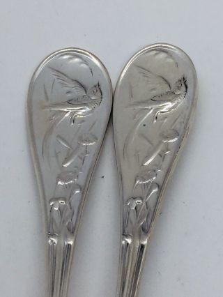 Tiffany & Co Vintage Sterling Silver Japanese Audubon Pair Soup Spoons 7” 2