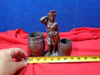 Antique Metal Native American Indian Ashtray Match Holder CIGAR STORE INDIAN 11
