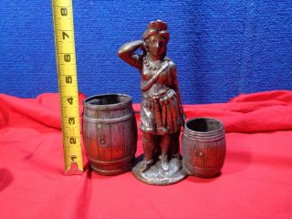 Antique Metal Native American Indian Ashtray Match Holder CIGAR STORE INDIAN 12