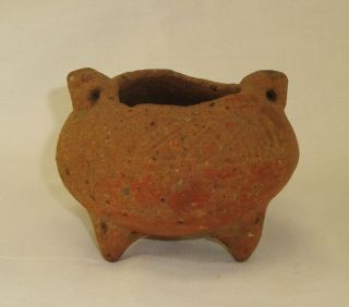 Pre - Columbian Ceramic Bowl With Tripod Base 3 - 1/2 " Wide & 2 - 1/2 " High