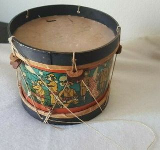 Rare Antique Morton Converse Child ' s Toy Drum With Soldiers 1898 - 1902 5